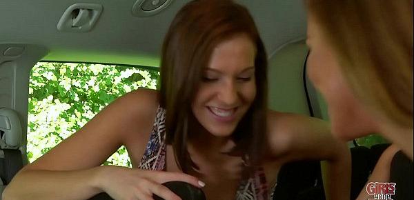  GIRLS GONE WILD - Lesbians Eating Pussy In A Moving Vehicle
